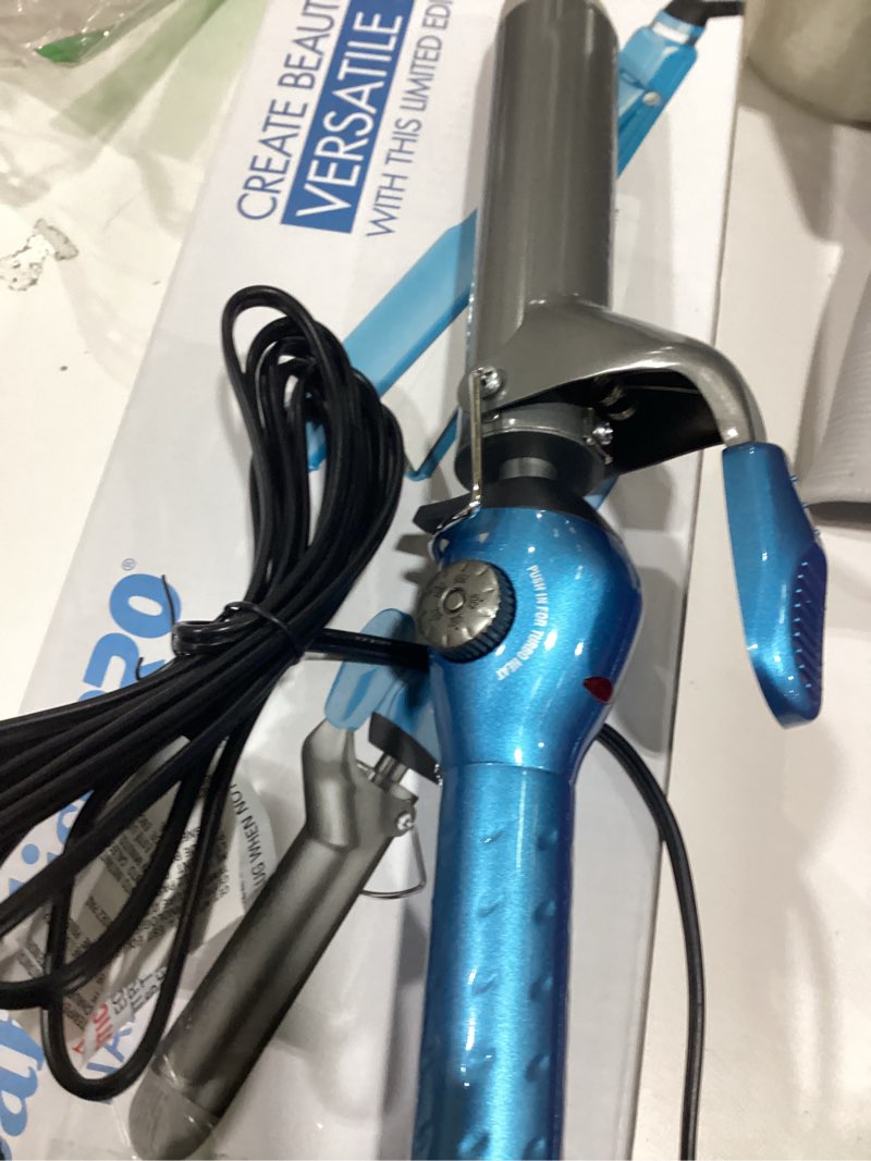 babylisspro nano titanium ultra-thin hair curler, for all hair types, 1 1/2 inch prepack w spring iron blue