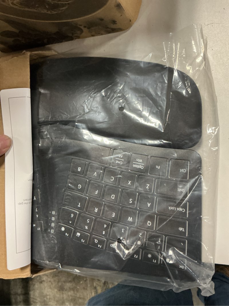 Condition photo showing Good Condition for meetion ergonomic keyboard wired, 7 colors transparent backlit, 4 brightness, 1 rgb breathing backlit, comfortable wrist rest cushion, usb-a/usb-c adapter ergo keyboard for windows mac computer laptop black