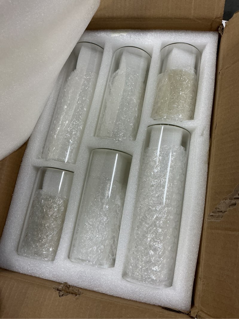 Condition photo showing New/Like New for 36 pcs ivory white pillar candles with glass candle holders clear hurricane candle holders glass cylinder vases for centerpieces wedding party, event, home office (18 candles+18 candle hoders)