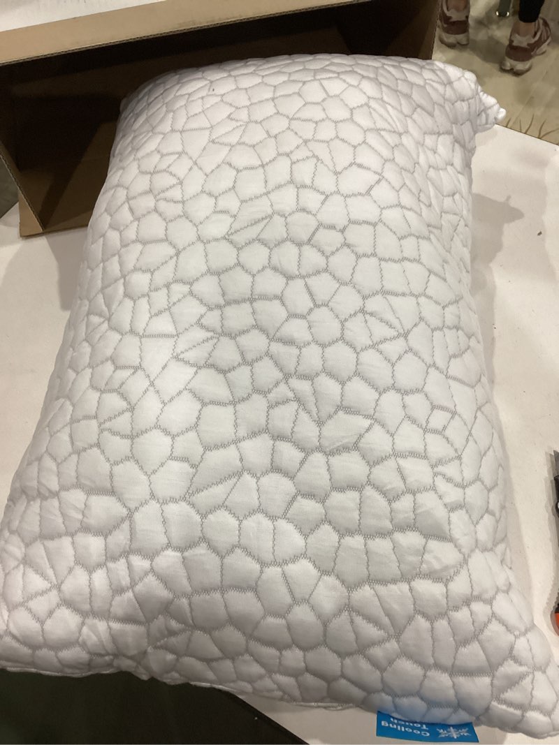 Condition photo showing Good Condition for cooling pillow queen size set of 2, adjustable bed pillows for sleeping, luxury shredded memory foam pillows 2 pack,soft yet supportive firm pillow for side,back,stomach sleepers,gifts for hot sleeper queen (2 count) original white (cooling)