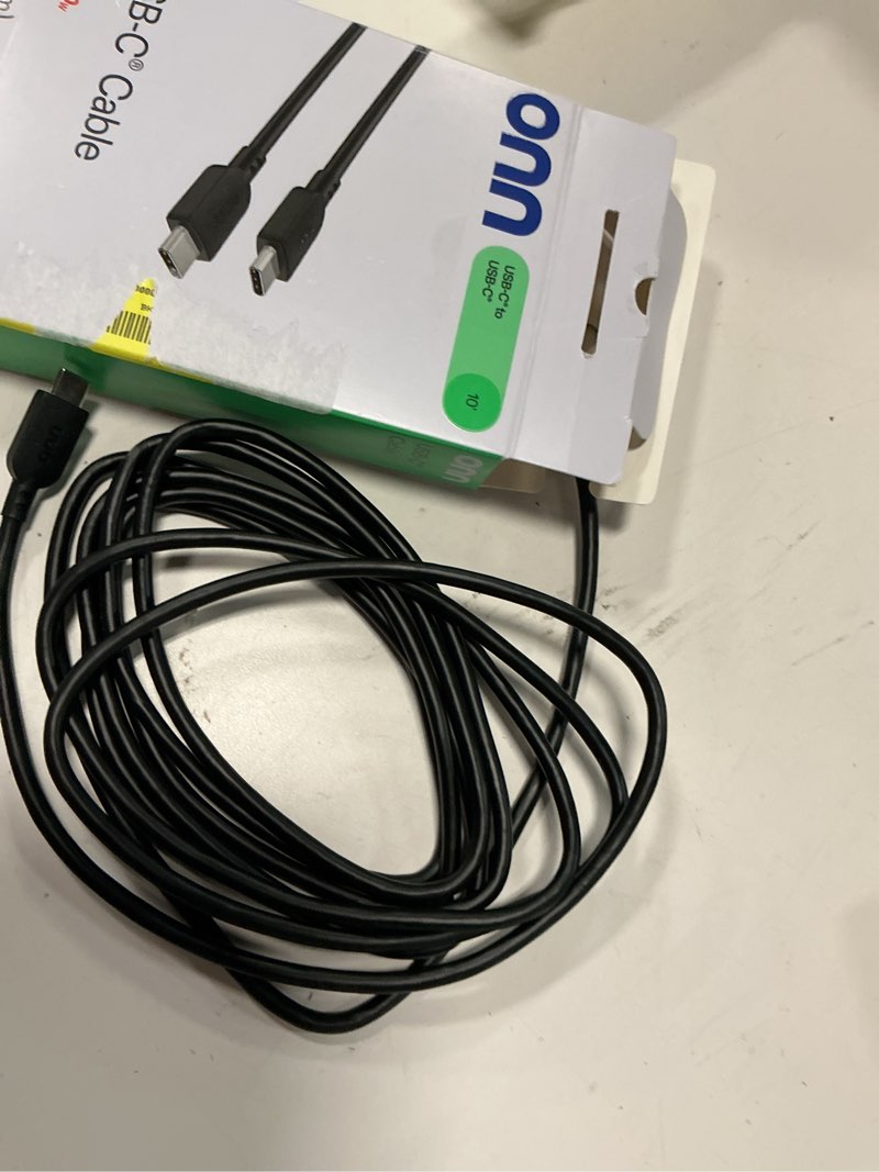 Condition photo showing As Is for onn 10ft usb-c to usb-c charging cable, usb-if certified, fast charging, compatible with iphone 17, samsung galaxy, pixel devices