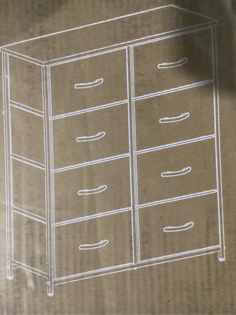 Condition photo showing New/Like New for White, Dresser for Bedroom with 8 Drawers, Anti-Tip Tall Fabric Chests Storage Organizer Tower Furniture with Wooden Top Metal Frame for Clothes, Closet, Living Room, Hallway, Entryway White 11.8\"D x 31.4\"W x 36.3\"H (8 Drawers)