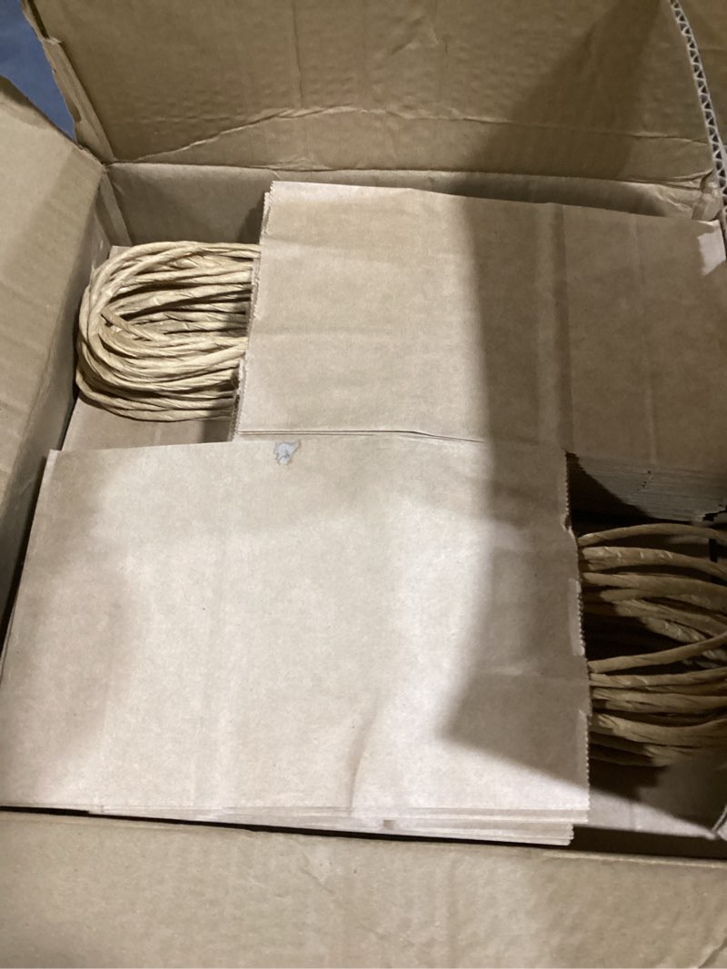 Condition photo showing New/Like New for SUNCOLOR Brown Kraft Paper Bags 100 Pack | 7.9 x 5.12 x 3.15 Inches Small Gift Bags with Handles for Party Favors, Goodies & Small Business Retail