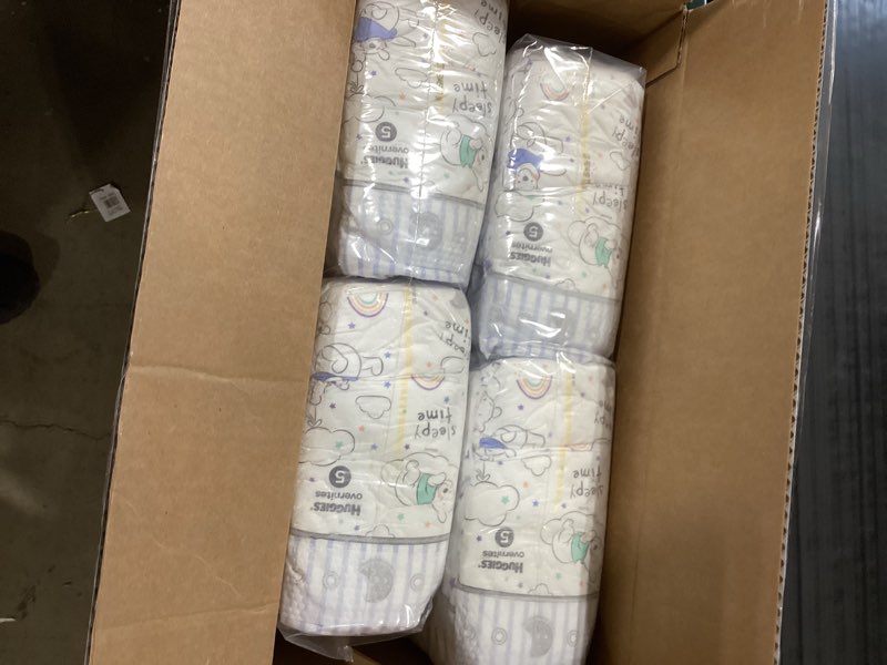 Condition photo showing New/Like New for Huggies Size 5 Overnites Baby Diapers: Overnight Diapers, Size 5 (27+ lbs), 88 Ct, Packaging May Vary Size 5 88