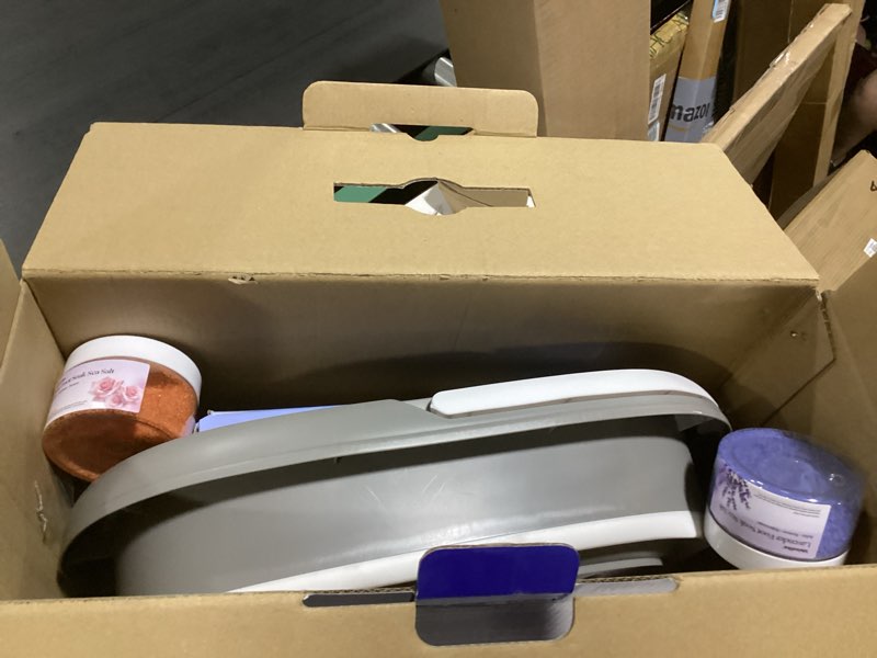 Condition photo showing New/Like New for ionic foot bath detox machine, premium ion foot spa for home use, includes 3 sea salts (original/rose/lavender), 2 ion arrays & accessories, perfect for parents/seniors/partner/self (foldable basin) 15.3in-foldable grey