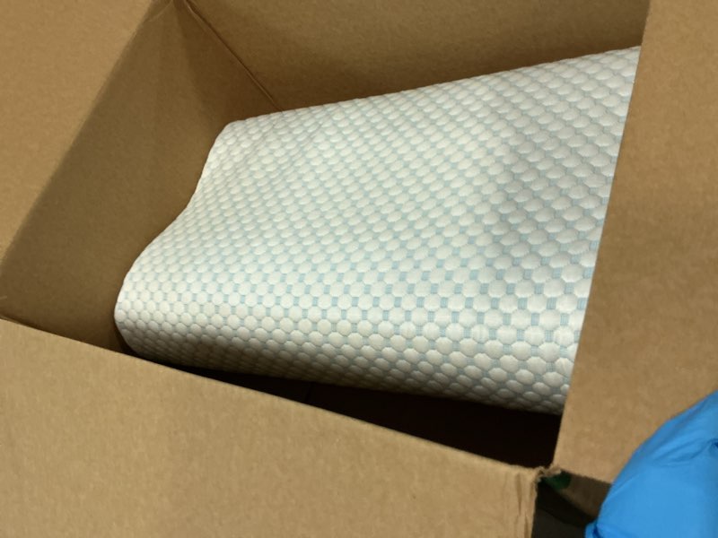 Condition photo showing Good Condition for Cervical Neck Pillow for Pain Relief, Contour Memory Foam Pillows for Sleeping, Odorless Ergonomic Pillow Adjustable Orthopedic Cooling Pillow Bed Pillow Neck Support for Side Back Stomach Sleepers Blue & Grey