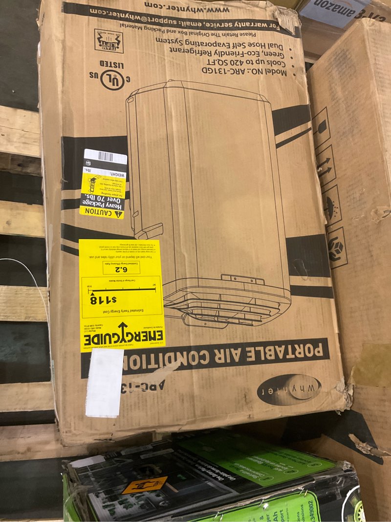 Condition photo showing As Is for Whynter ARC-131GD 13,000 BTU (6,345 BTU SACC) Dual Hose Cooling Portable Air Conditioner, Dehumidifier, and Fan plus Storage bag for, up to 420 sq ft in Grey Cooling Only 13,000