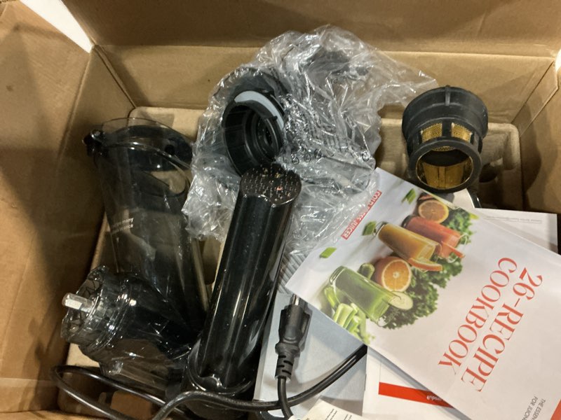 Condition photo showing As Is for Anybear Masticating Juicer Machines, 3.5" Large Feed Chute Cold Press Juicer Fit Whole Fruits Vegetables with Quiet Motor | 5 Speed Modes | Easy to Clean with Brush | BPA Free (Silver & Black)