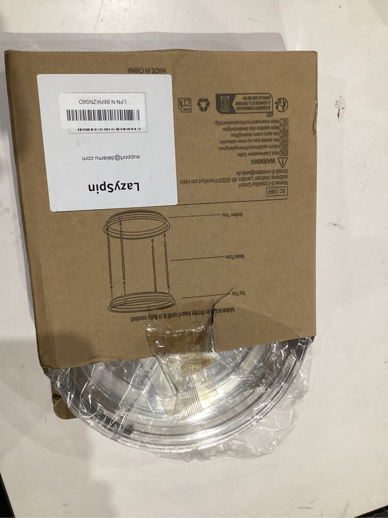 Condition photo showing Good Condition for 2 Tier Lazy Susan Organizer, 9.25'' Lazy Susan Turntable for Cabinet, Stackable Turntable Organizer Rotating Spice Rack Organization for Kitchen Countertop, Pantry, Bathroom, Clear 1Pack