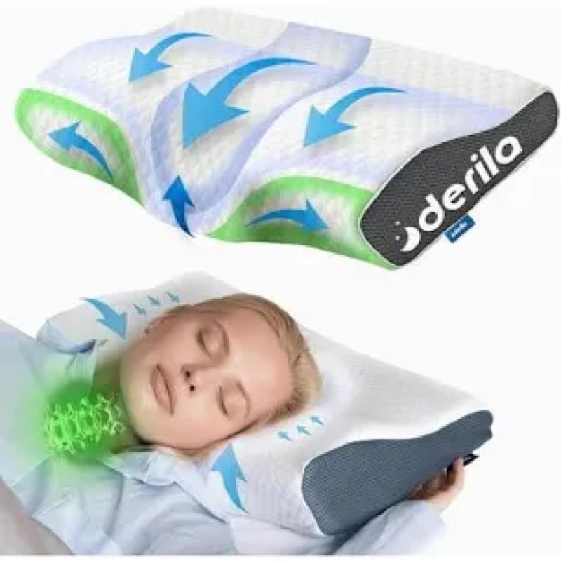 Derila® | Cervical Memory Foam Bed Pillow Standard | Neck, Shoulder Pain Relief | Improves Sleeping