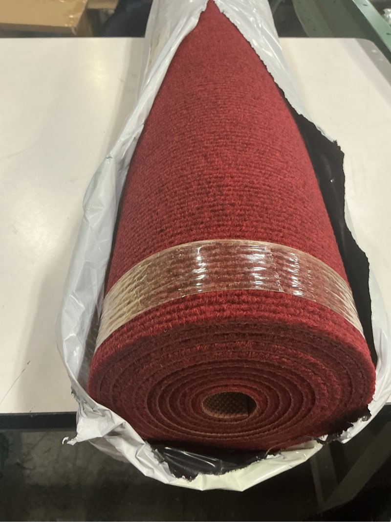 Condition photo showing New/Like New for jxgzyy Red Carpet Runner for Party, 2'11" x 9'10" Non Slip Runner Rug, Heavy Duty Indoor Outdoor Floor Mat for Wedding, Hollywood Movie Award Ceremony Decoration Dark Red Striped 2'11" x 9'10" (Rectangular)