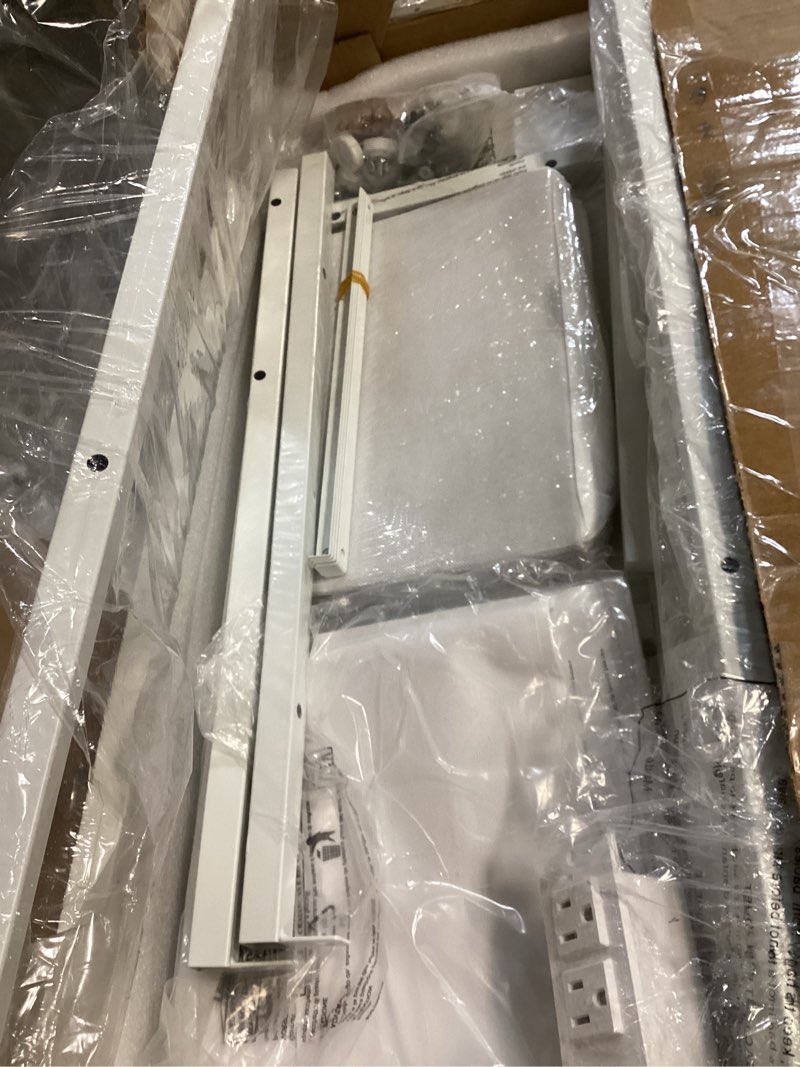 Condition photo showing Good Condition for corner desk with 6 drawers shelves for small space computer desk with power outlets,gaming desk with printer monitor stand storage for home office workstation writing table (white, 31.5) white 31.5