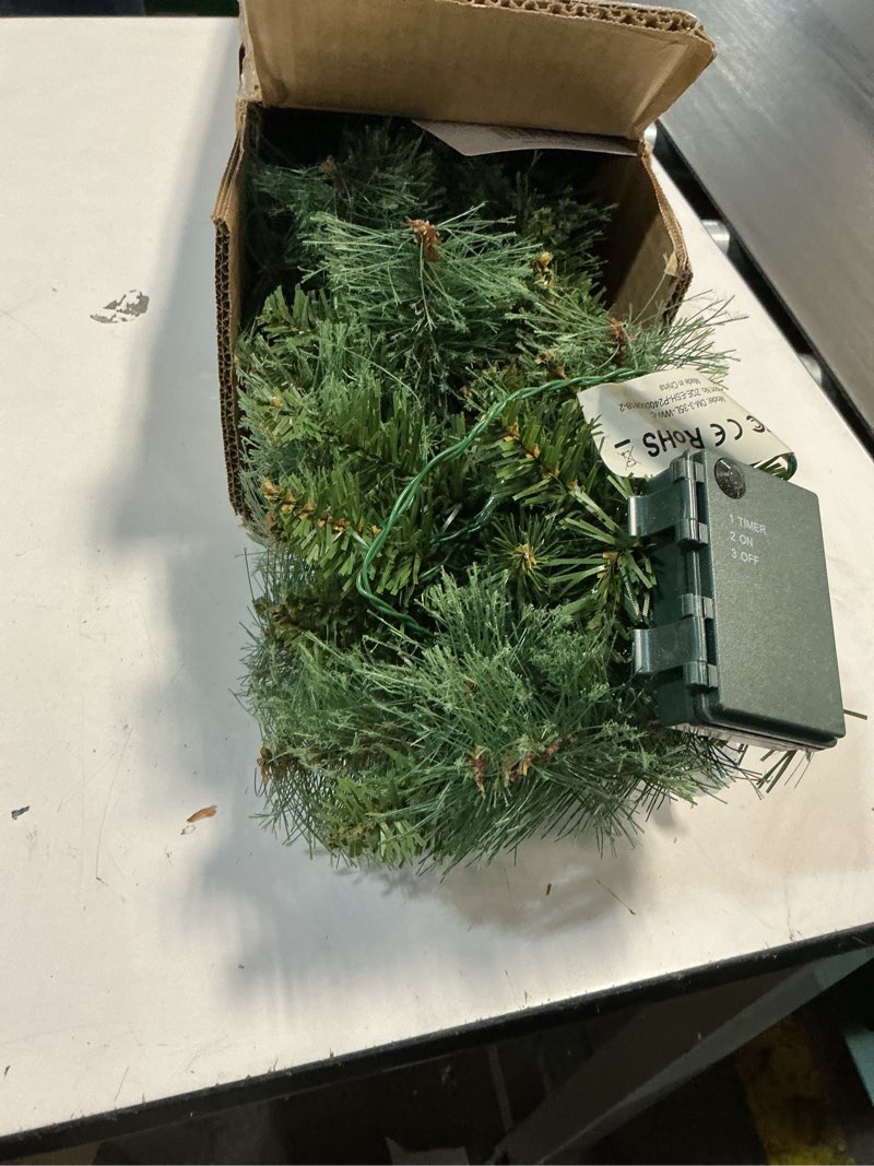 Condition photo showing Good Condition for Nearly Natural 6ft White Mountain Pine Artificial Garland with 35 Warm White LED Lights and Pinecones, Includes Battery Box