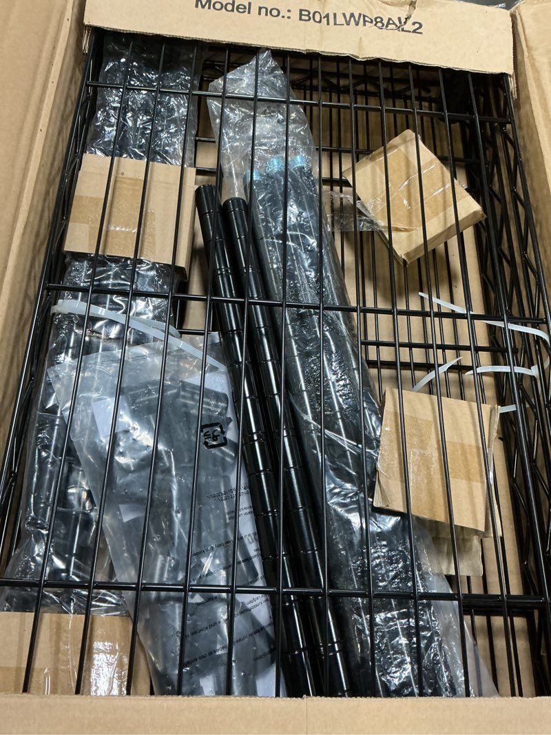 Condition photo showing Good Condition for (Incomplete)Amazon Basics 3-Shelf Adjustable Heavy Duty Steel Wire Rack Storage Shelving Organizer for Kitchen, Garage, 23.2\" L x 13.4\" W x 30\" H, Black 3-Shelf Narrow Black