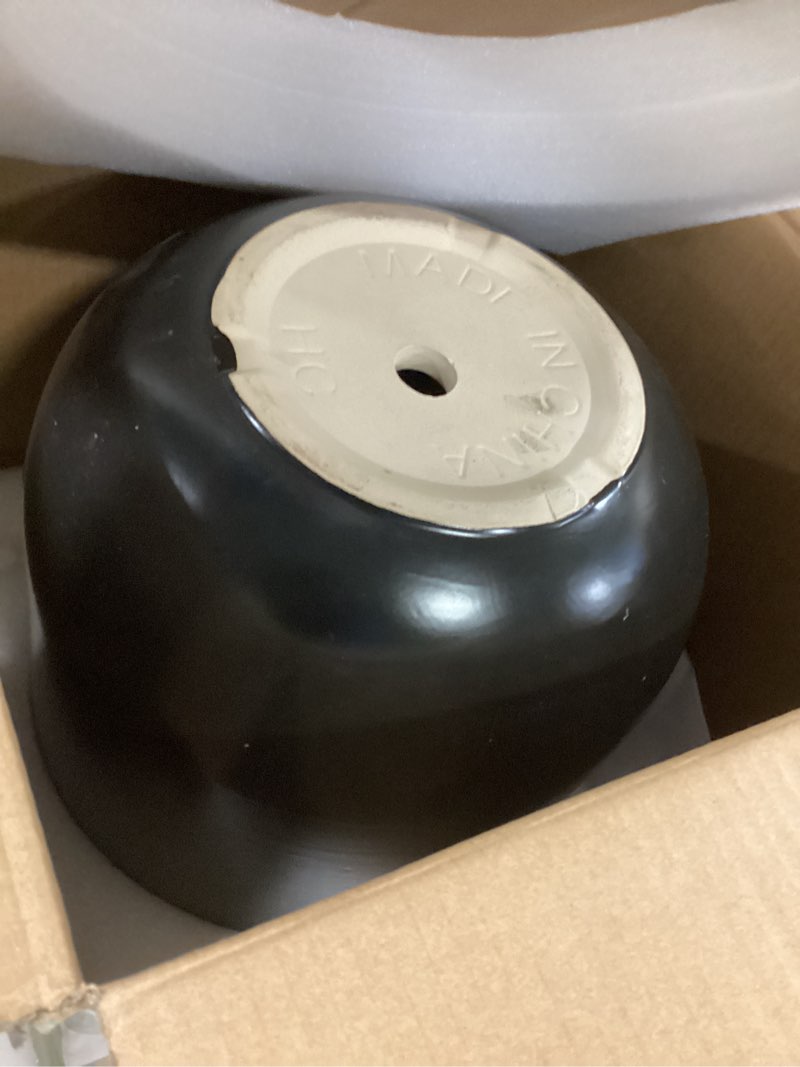 Condition photo showing Good Condition for LE TAUCI 12 Inch Pots for Plants, Ceramic Large Planters for Home Garden Patio Office, Indoor Modern Plant Pots with Drainage Hole and Rubber Plug, Black Black 12 Inch