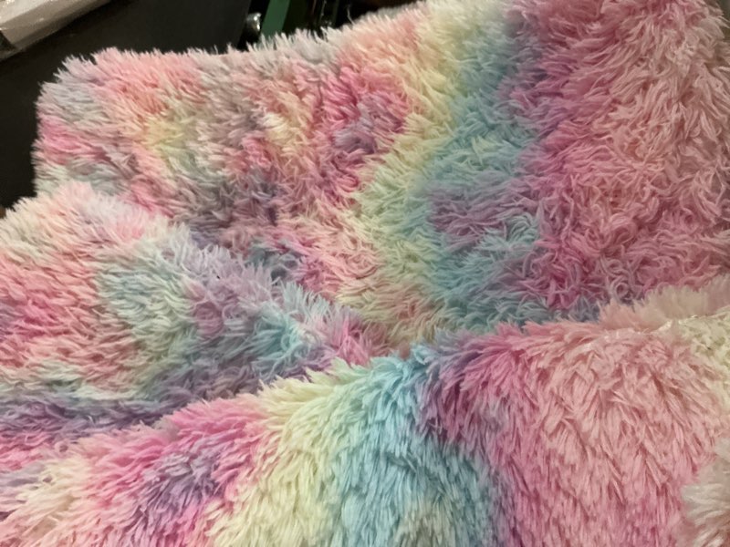 Condition photo showing As Is for FinRe?c 5x8 Feet Rainbow Rugs for Bedroom Living Room, Large Fluffy Shag Area Rug, Non-Slip Fuzzy Fu