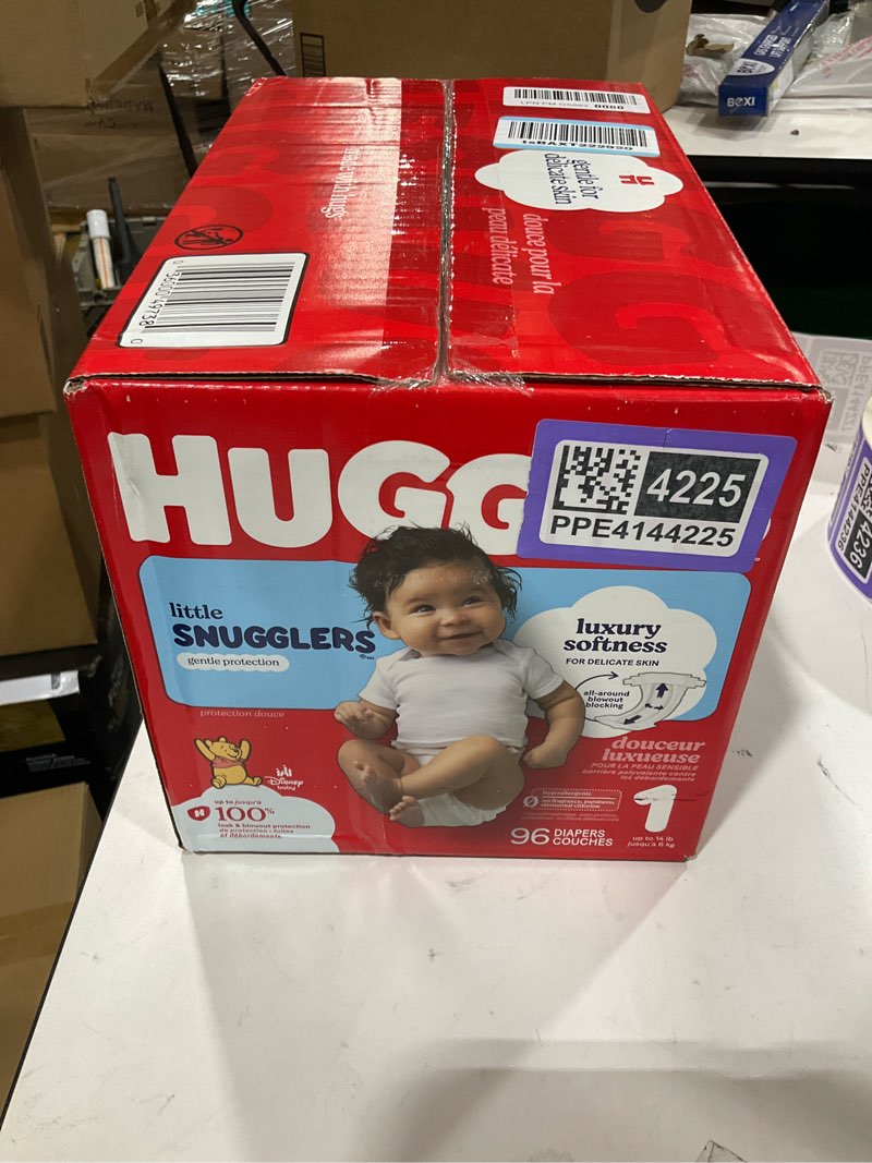 Condition photo showing New/Like New for huggies size 1 diapers, little snugglers baby diapers, size 1 (8-14 lbs), 96 count, packaging may vary size 1 96