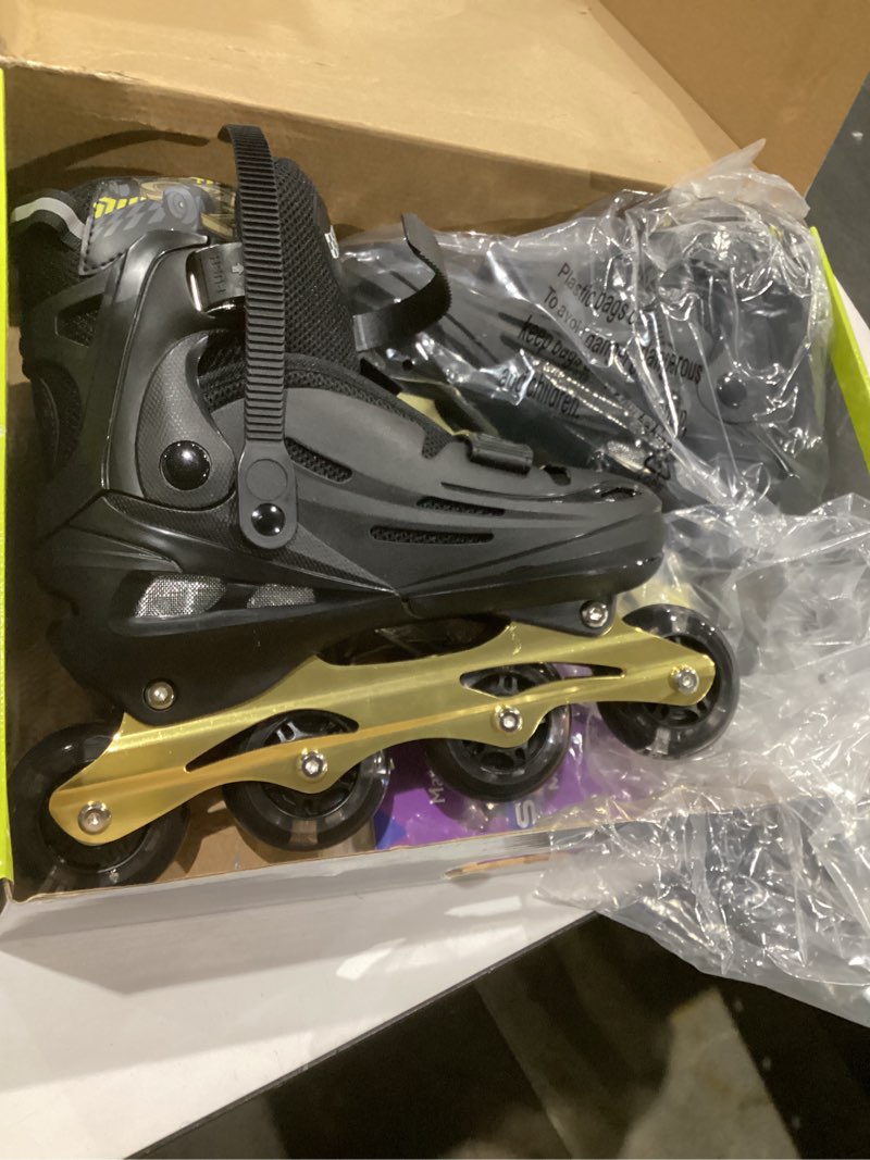 Condition photo showing Good Condition for mammygol inline skates for boys and girls youth, 4 size adjustable roller skates with pu flashing wheels, aggressive inline skates high performance for kids age 6-12 golden large - youth (4-7 us)