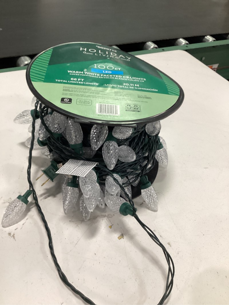 Condition photo showing As Is for Holiday Living 100-count 66-ft White LED String Christmas Lights