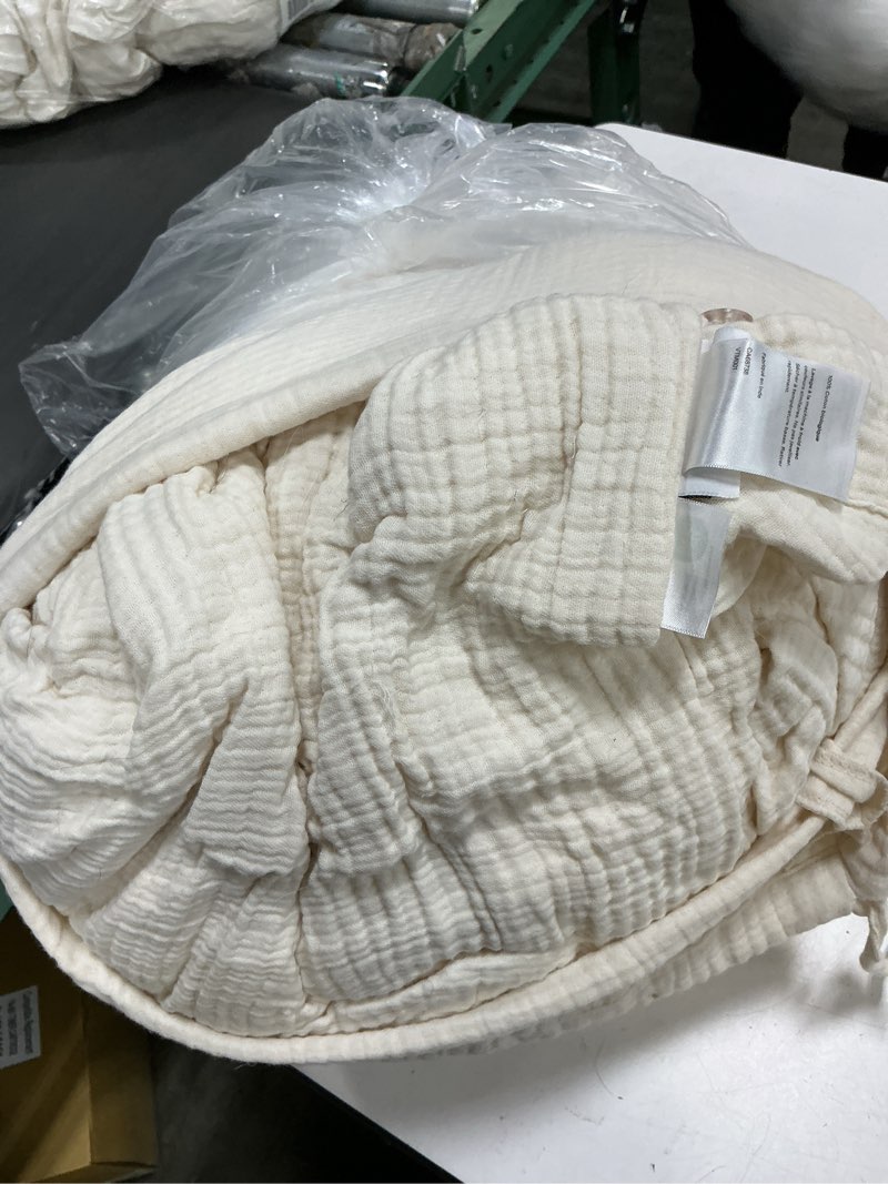 Condition photo showing As Is for organic cotton gauze duvet cover, king/cal king, undyed