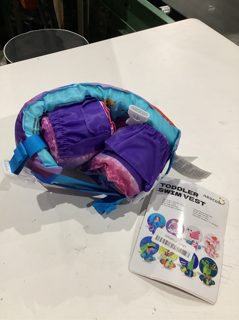 Condition photo showing Good Condition for puddle float jumper 20-30-50-60-70 pounds, toddler swim vest for 1-3-5-6-9 years old, pool floats with swimming arm floaties swim jacket & water wings for kids swimmies, boys, girls, niños mermaid fit 1-3-5 years, 20-30-50 pounds