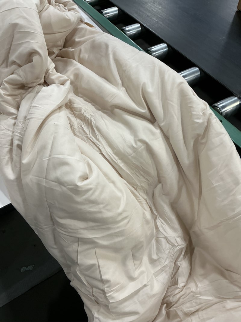 Condition photo showing As Is for rosgonia california king comforter set beige, 3pcs (1 boho cal king comforter & 2 pillowcases), all season bedding soft bedspread blanket quilt california king comforter 104"x96" beige