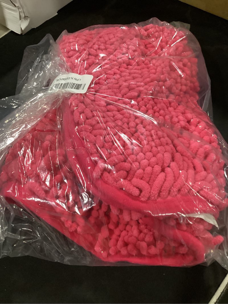 Condition photo showing Good Condition for olanly toilet rugs u-shaped 24x20, extra soft absorbent chenille contour bathroom rugs for toilet, dry quickly, machine washable, non-slip bath mat, hot pink 24" x 20" contour rug hot pink