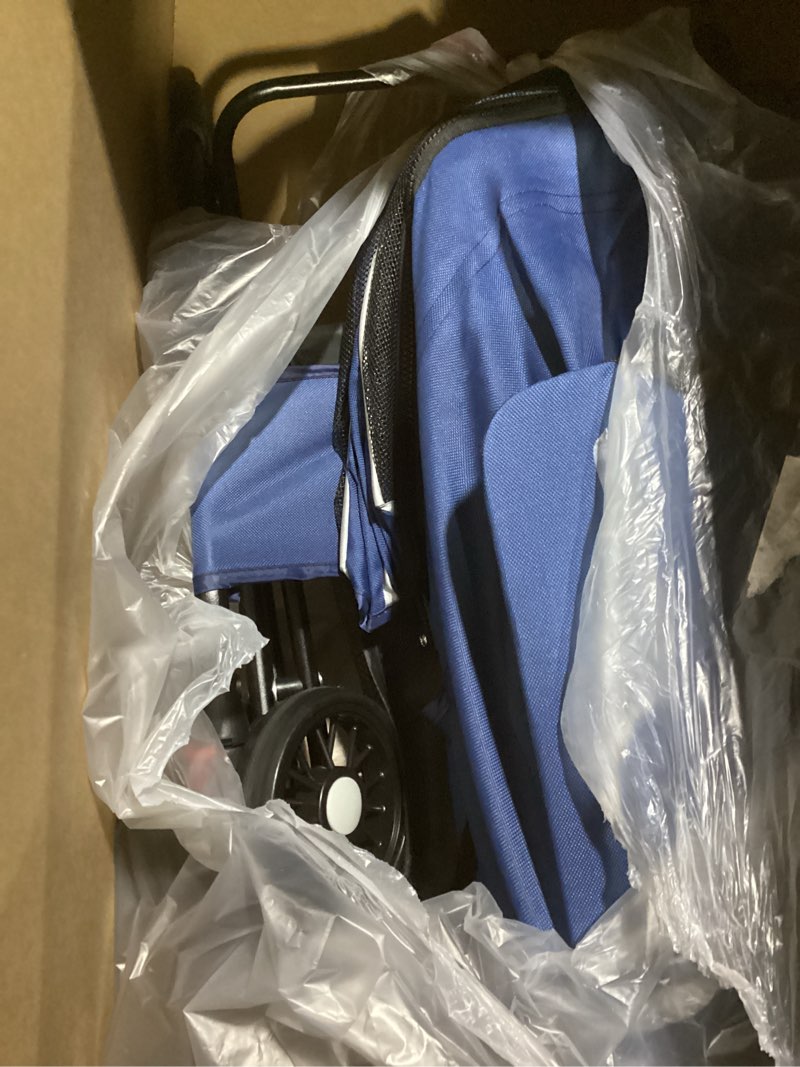 Condition photo showing Good Condition for dog stroller, 4 wheels pet stroller for small & medium dogs, one-click foldable cat strollers up to 45 ibs with storage basket, cup holder and breathable mesh blue