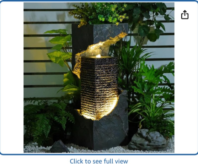 35.4" H Water Fall Fountains Indoor Waterfall Fountain Outdoor with LED Lights Floor-Standing for Outside Garden, Patio, Backyard, Deck Decor, Pool, Porch, Landscaping, Balconies