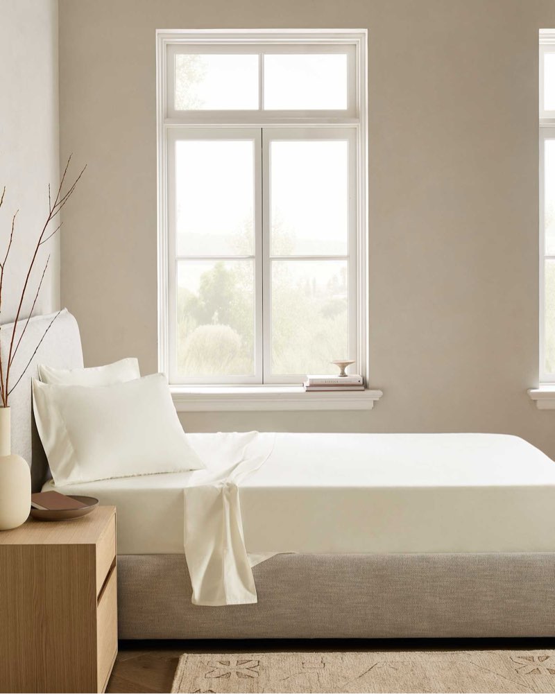 quince, classic organic percale sheet set of 3(king)ivory