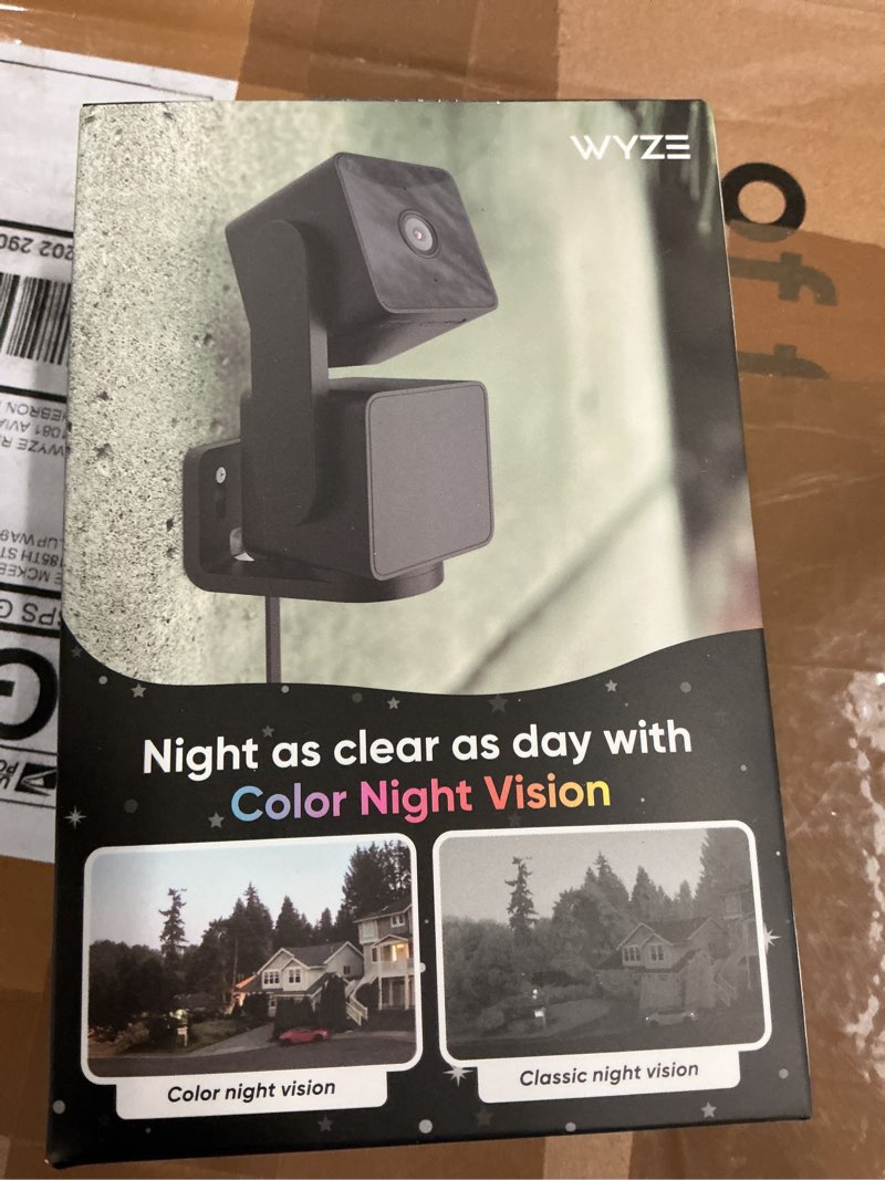 Condition photo showing New/Like New for wyze cam pan v3 indoor/outdoor ip65 1080p 360° pan/tilt/zoom wifi smart home security camera, motion tracking for baby/pet, color night vision, works with alexa&google assistant, free expert setup black 1-pack