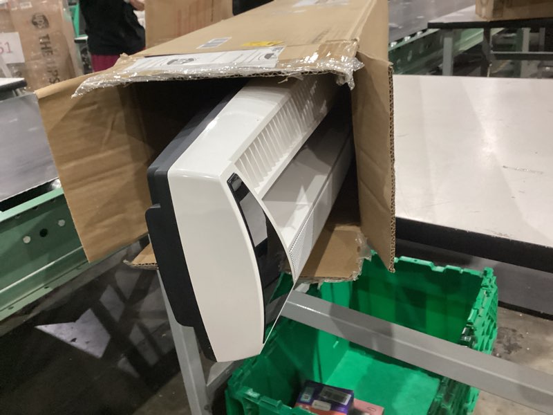 Condition photo showing As Is for lasko oscillating hybrid fan and space heater for home, all season high velocity hybrid with tip-over switch, remote control, timer and thermostat, 37.5 inches, white, 1500w, fhv820