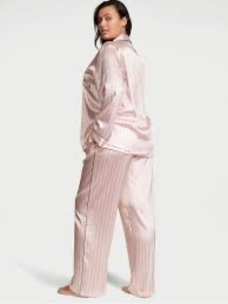 FAFWYP Womens Soft Silk Satin Pajamas Set Two-Piece Sleepwear Loungewear