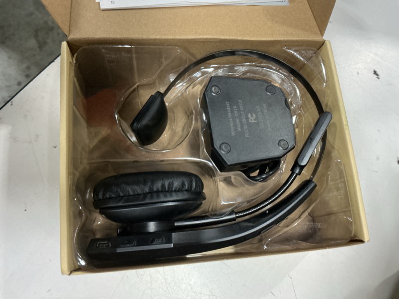 Condition photo showing Good Condition for trucker bluetooth headset with charging base, wireless hands-free headset with noise canceling mic & mute button, 56hrs working time pc headsets for cell phones, computer, truck driver black