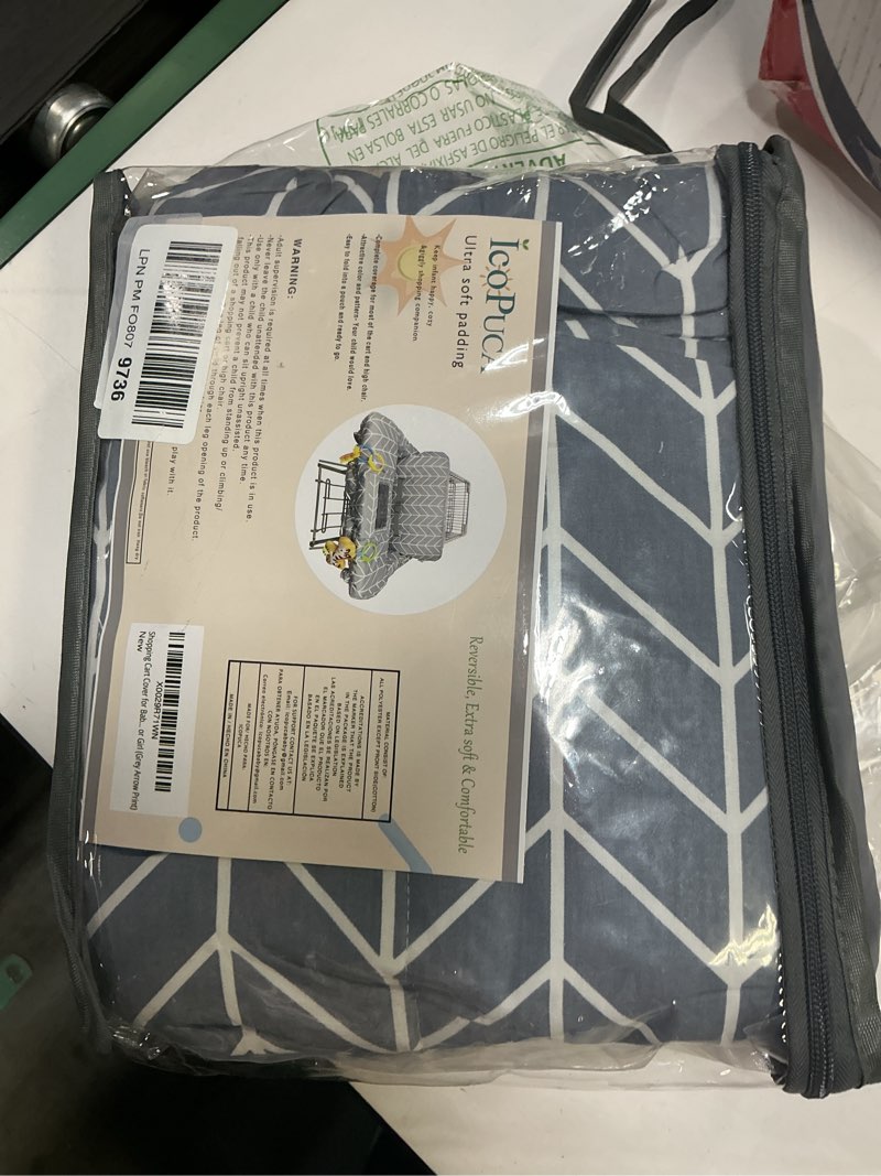 Condition photo showing Good Condition for shopping cart cover for baby icopuca cotton high chair cover, reversible, machine washable for infant, toddler, boy or girl (grey arrow print)