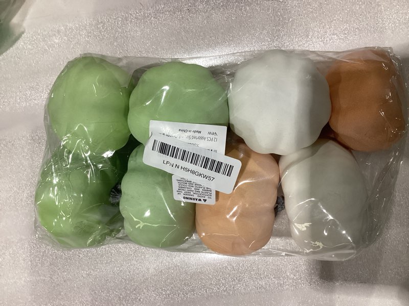 Fake pumpkin variety pack ( 12 pc / green,white,orange ) 