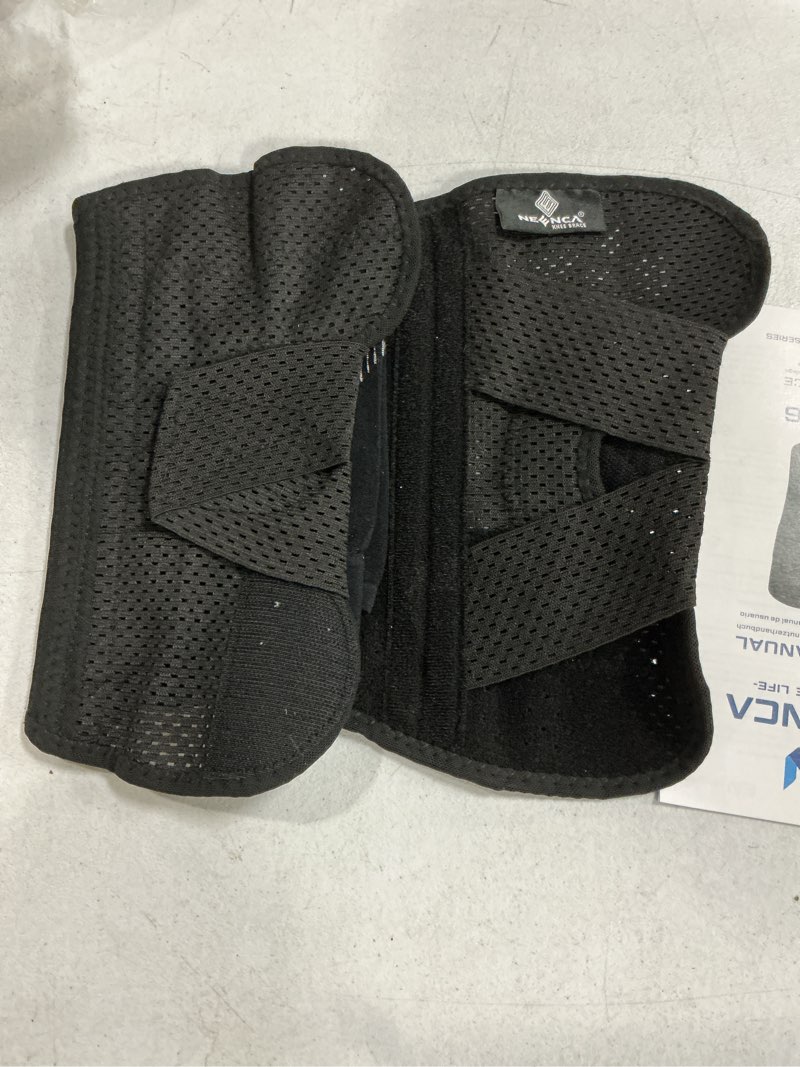 Condition photo showing Good Condition for neenca knee brace for knee pain, compression knee support with air mesh fabric, adjustable knee wrap with side stabilizers, ultra-soft bandage for elderly, meniscus tear, acl, arthritis relief,walk (black, medium) medium black