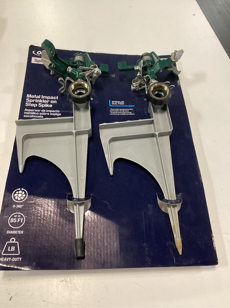 Condition photo showing New/Like New for orbit 2-pack 6500-sq ft impulse spike lawn sprinkler