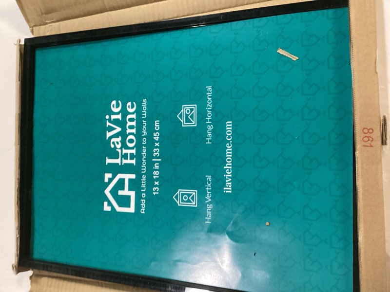 Condition photo showing As Is for LaVie Home 13x18 Picture Frame for Wall Display, 13x18 Black Picture Frame with HD Plexiglas, 13 x 1