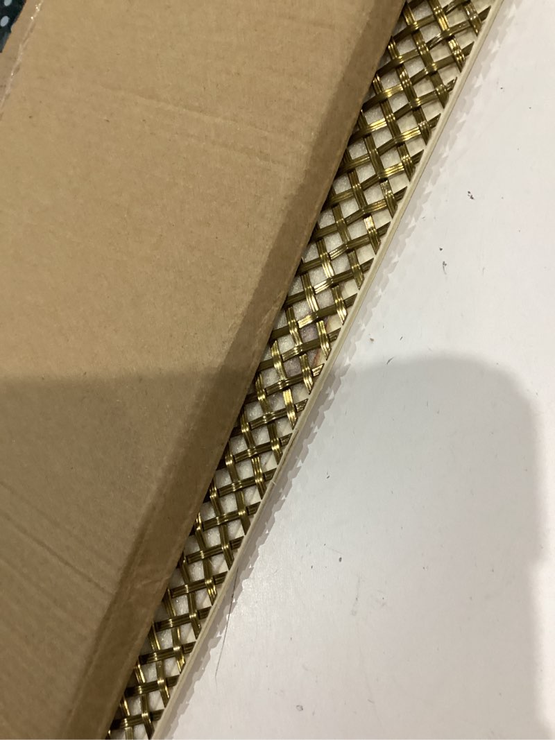Condition photo showing Good Condition for carligo stainless steel golden decorative mesh sheet 11.8"x23.6"/30x60cm-5x5mm square openings, titanium plated metal panel for cabinet doors, furniture grille, vent cover, diy craft projects (2-pack) 11.8"x23.6" golden 2
