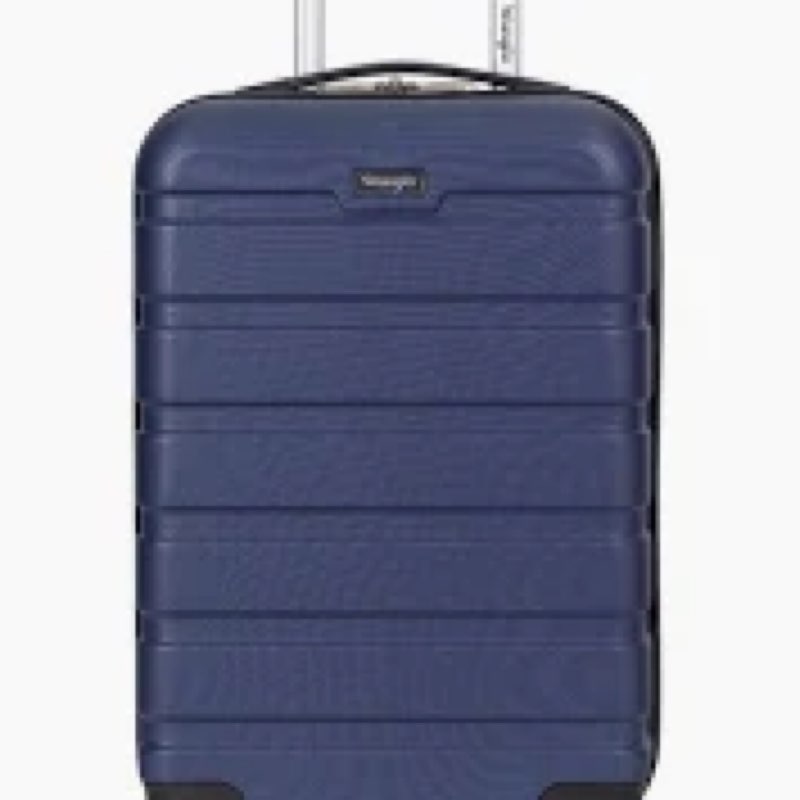 wrangler 21.5" spinner carry-on luggage, navy blue
