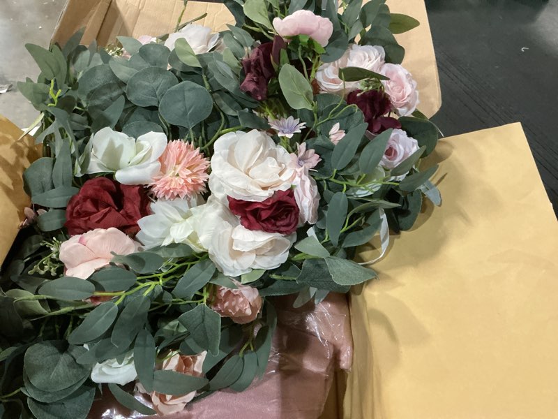 Condition photo showing Good Condition for VEVOR Artificial Wedding Arch Flowers Kit, Pink Wedding Arch Flowers with Drapes Kit (Pack of 5) - 2 Pcs Floral Arrangement, 3 Pcs Sheer Drapes, for Ceremony Bouquets Reception Backdrop Decoration Dusty Rose 5 Pcs