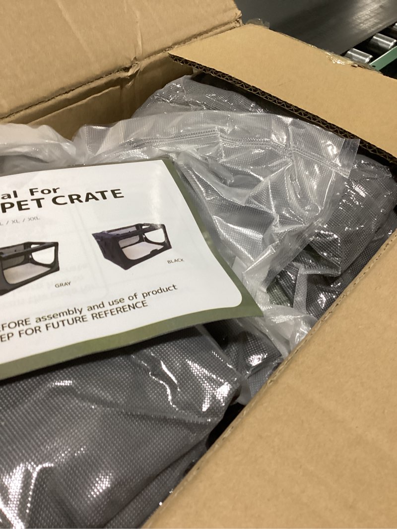 Condition photo showing Good Condition for 42 Inch Collapsible Travel Dog Crate for Medium Large Dogs, Portable Dog Crate 4-Door Foldable Soft Kennel with Durable Mesh Windows for Indoor & Outdoor Travel, with Storage Bag,Green 42.0"L x 31.0"W x 31.0"H Green