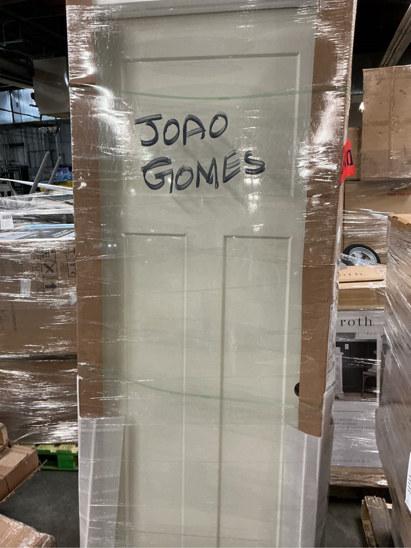 Condition photo showing New/Like New for 30 in. x 80 in. 3 panel craftsman primed left-hand smooth solid core molded composite mdf single prehung interior door