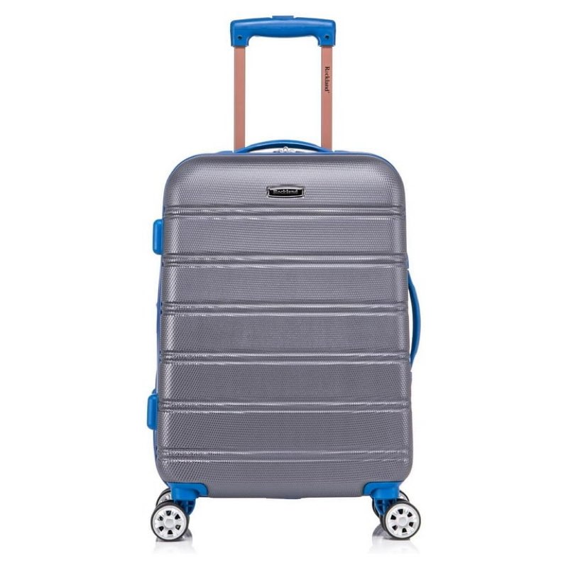 rockland melbourne hardside expandable spinner wheel luggage, carry-on 20-inch and tote 14-inch, grey