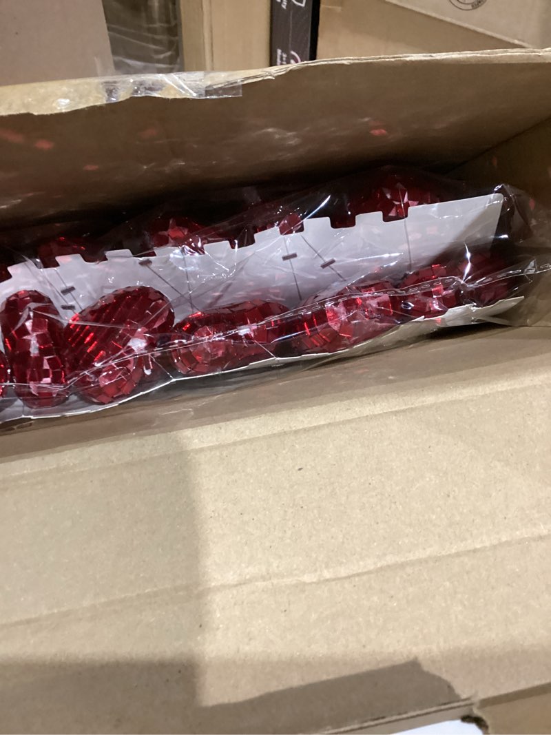 Condition photo showing Good Condition for 6 Pcs 4.9 ft Red Disco Heart Garland Decorations 3D Disco Heart Garland Mirror Glitter Hanging Banner Backdrop Reflective Decor for Wedding Birthday Bridal Shower Anniversary Party Decor