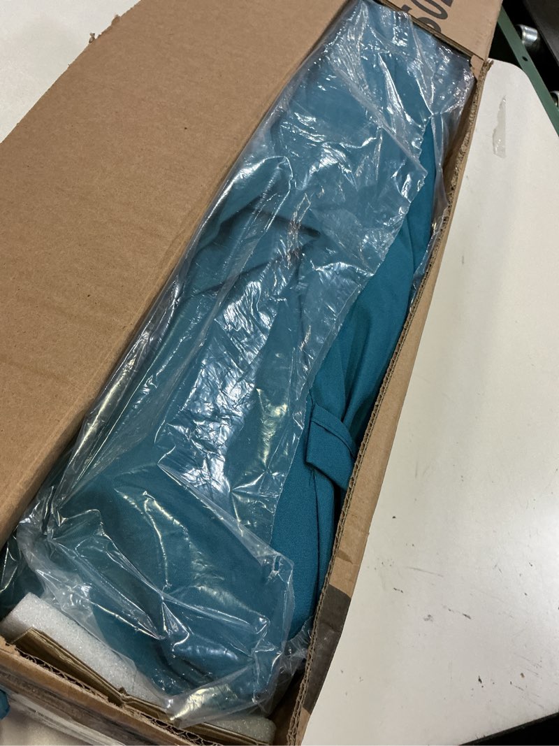 Condition photo showing Good Condition for 6.5'x10' rectangular patio outdoor umbrella,large coverage with push-button tilt & uv protection,sturdy ribs for deck,lawn,pool,backyard lake blue