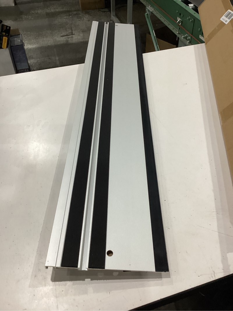 Condition photo showing As Is for *single track only*  39” track saw guide rails compatible with makita track saw, includes  guide rails, guide rail connectors & guide rail splinter guard strip for woodworking longer cuts, sliver 39\\\\\\\\\\\\\\\" with connectors
