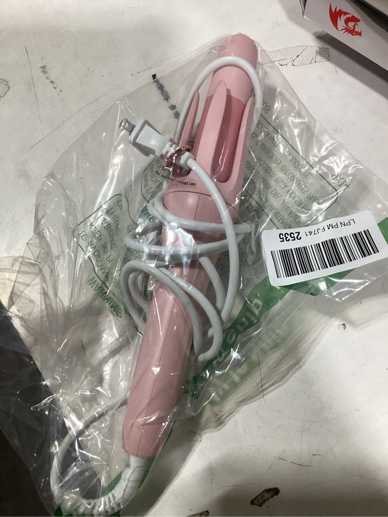 Condition photo showing Good Condition for Automatic Rotating Curling Iron with 3 Temperature Fast Heating, Auto Hair Curler with Timer Settings, Anti-Tangle, Automatic Shut-Off and Scalding for Hair Styling, Pink