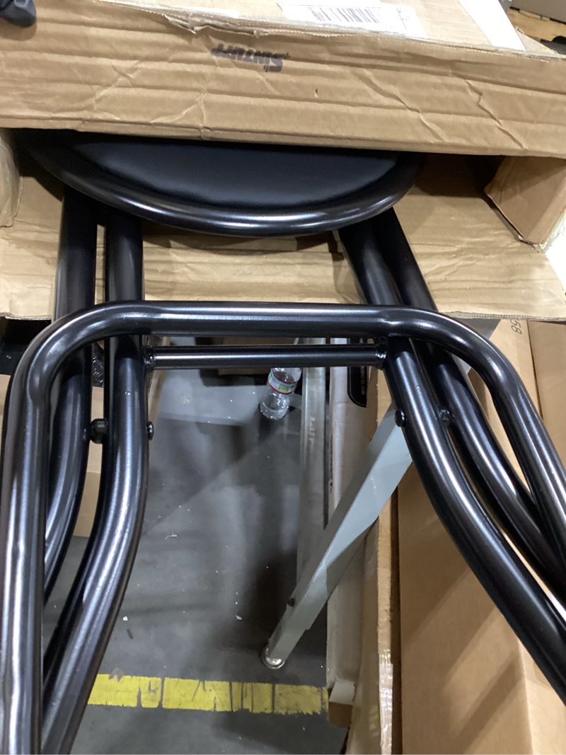 Condition photo showing As Is for Sintuff 1 Pcs Seat Height 26 Inch Folding Bar Stool with Backrest Leather Padded Collapsible Stools for Adults Portable Black Bar Height Folding Chairs for Outdoor Indoor Kitchen Shop Cafe